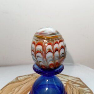 Vintage Hand Blown Murano Glass Egg Twisted Cane Design